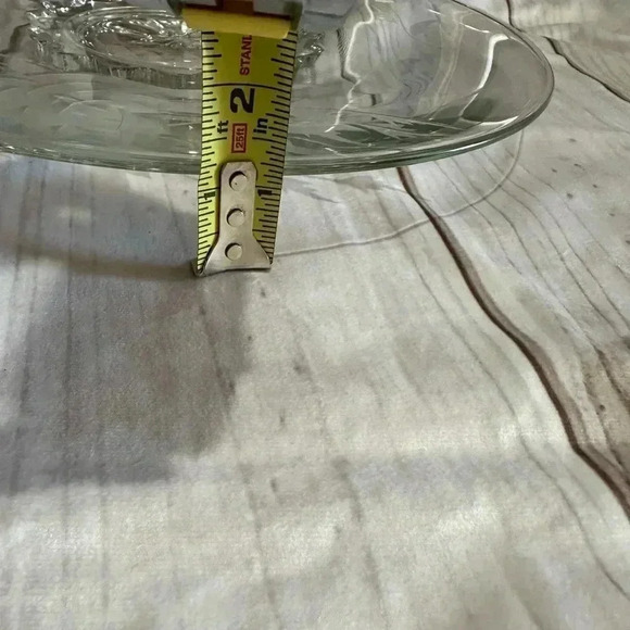 Glass Platter Etched Rose Pattern 13.5” - Picture 4 of 4